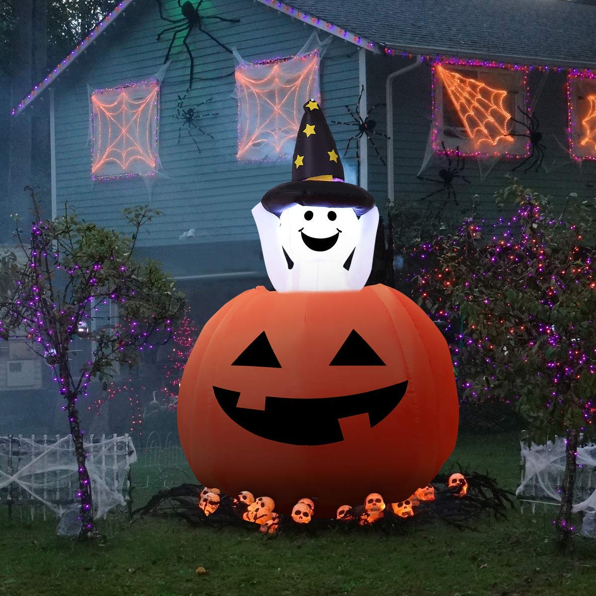 Leohome Halloween Decorations Outdoor 4 5 Ft Halloween Inflatables Tumbler Pumpkin And Witch Hat Halloween Decor For Halloween Outdoor Indoor Yard Decorations Halloween Party Supplies Halloween Seasonal Decor Rematiptop Com Br